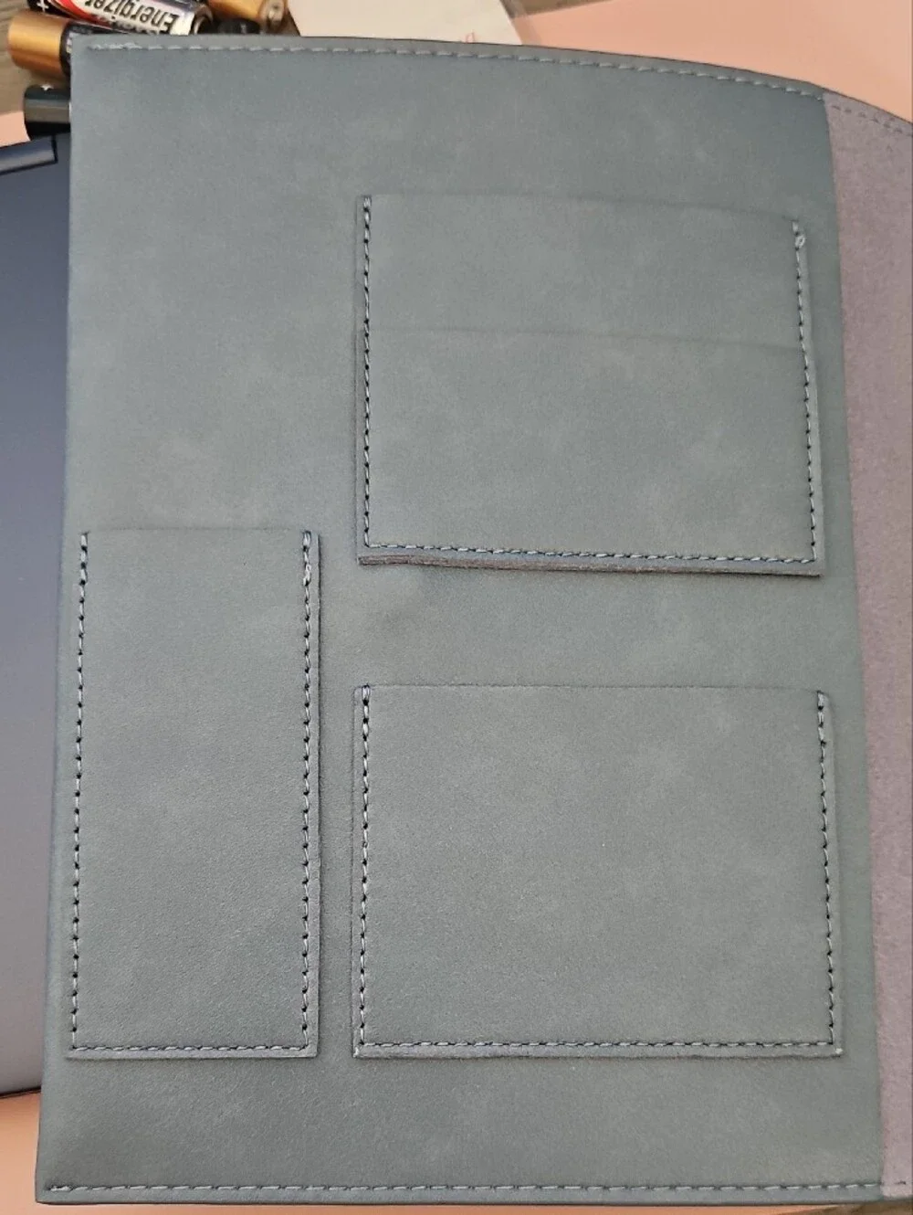 New Erin Condren Slate Blue Leather Folio Notebook